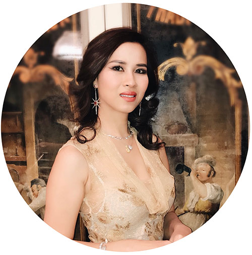 Nguyen Thi Chau Giang was born in Hanoi in 1972. She started music lessons at the Hanoi College of Music and Fine Arts at the age of eight. In 1992, she went to the US to further her music training.She has had many musical performances and art exhibitions in the US. Her paintings have been selected by different collectors, such as Robert Redford, Prince Albert of Monaco, princes from Bahrain, and directors of the Guggenheim Museum. Some of her paintings have become a proprietary product of the world-famous American confectioner Chocolate Marie Belle. Her paintings on their chocolate boxes were selected by Business Insider magazine as one of the ten most luxurious chocolate boxes in the world in 2016.